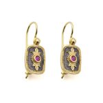 Two Tone Byzantine Drop Earrings with Zircon