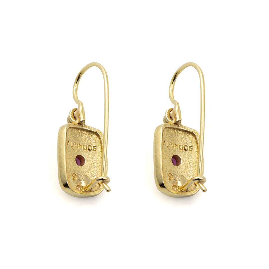 GK-SK-10172016b Two Tone Byzantine Drop Earrings with Zircon - Image 3