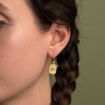 Byzantine Drop Earrings with Red Zircon - 925 Sterling Silver - Image 2