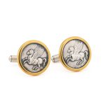 Pegasus Coin Cufflinks - Sterling Silver and Gold Plated