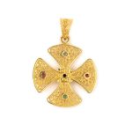 Byzantine Cross in 18K Gold with rubies emeralds and sapphires - Image 3