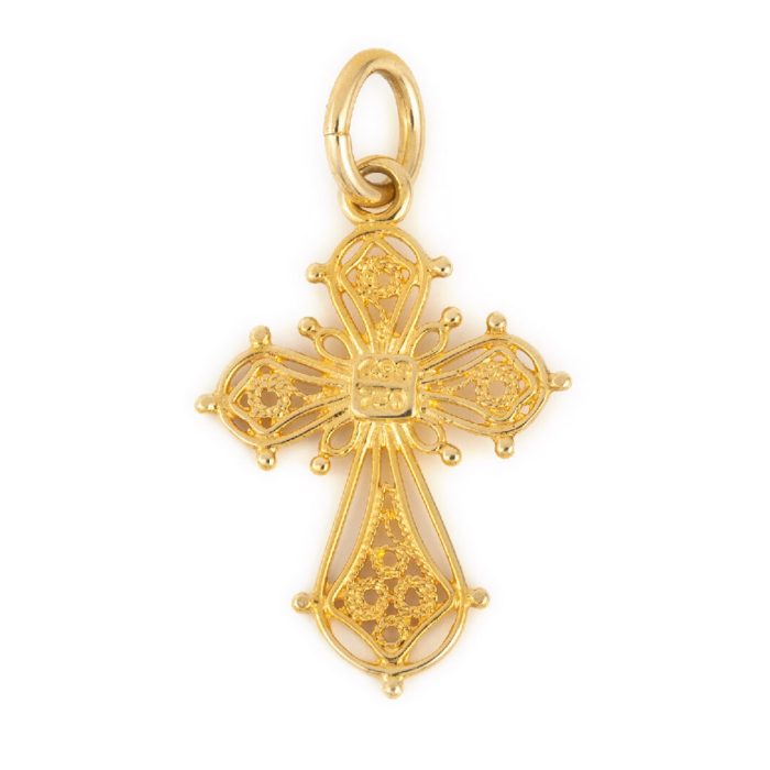 18K Gold Byzantine Filigree Cross Sophia - Image 2