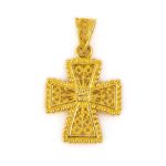 18K Gold Byzantine Cross with Swarovski - Image 3