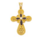 18K Gold Filigree Cross with Pearl - Image 4