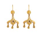 Minoan Malia Bees Dangle Earrings - 18K Solid Yellow Gold and enamel - Image 3