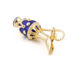 14k Gold Pendant Amphora with Blue enamel - Image 2
