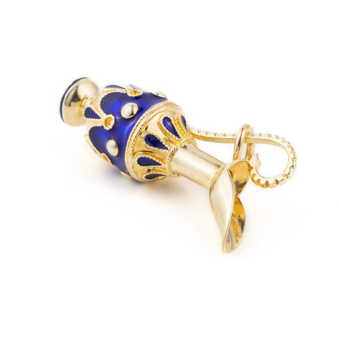 14k Gold Pendant Amphora with Blue enamel - Image 2