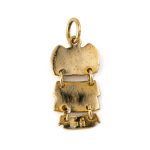 14k Gold Owl Pendant with Blue Eyes - Image 2