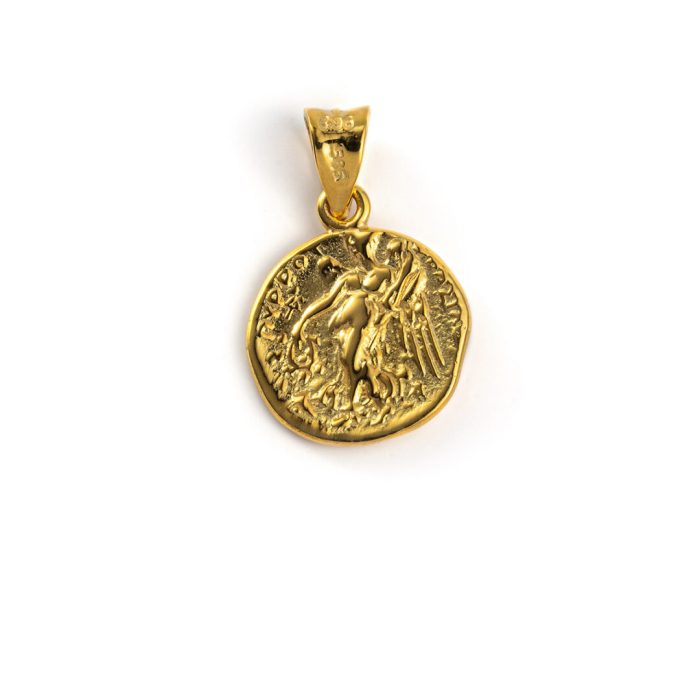 Goddess Athena Coin Pendant - 14K Gold - Image 3