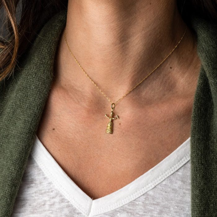14k Gold Snake Goddess Pendant - Image 2