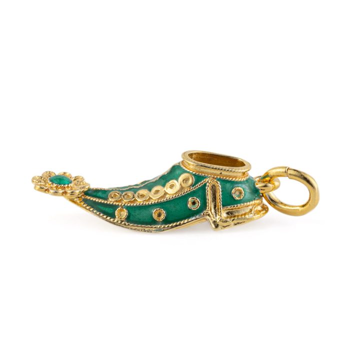 Greek Tsarouhi Pendant Necklace with Enamel – 925 Sterling Silver and Gold Plated - Image 2