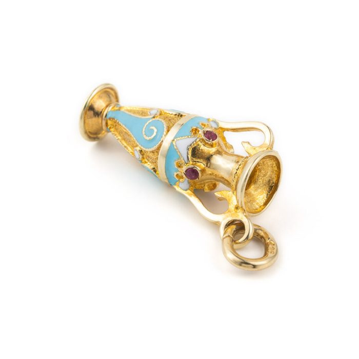 14k Gold Pendant Amphora with enamel - Image 5