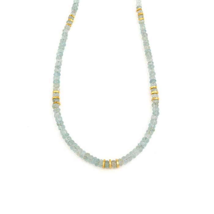 Aquamarine Necklace - 925 Sterling Silver and Gold Plated - Image 1
