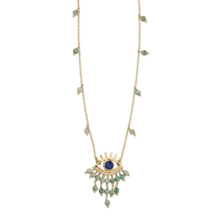 Evil Eye Vintage Necklace with Amazonite & Lapis Lazuli - Image 1