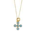 Larimar Cross Necklace in 925 Sterling Silver Gold Plated