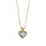 Heart Aquamarine Necklace in 925 Sterling Silver and GoldPlated