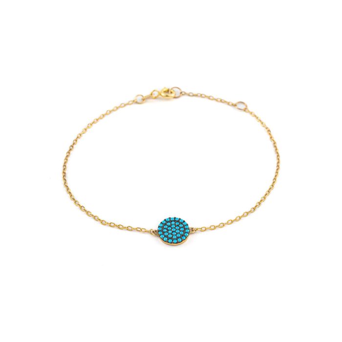 9K Gold Evil Eye Bracelet with Turquoise Zircons - Image 1