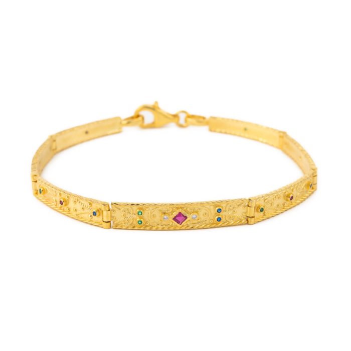 Βυζαντινό Βραχιόλι με κρύσταλλα Swarovski – Επιχρυσωμένο Ασήμι 925 - Image 3