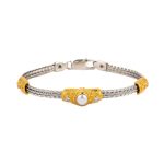 Byzantine Bracelet with Pearl and Swarovski - Sterling Silver Gold Plated