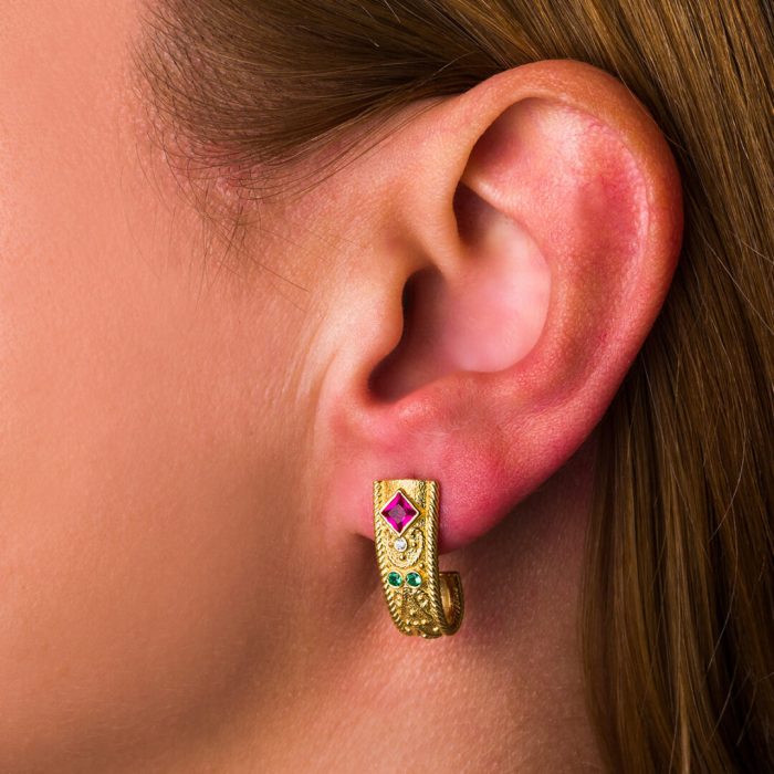 Byzantine Earrings with Swarovski Crystals – Sterling Silver & Gold Plated - Image 2