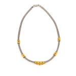 Byzantine Silver Gold Plated Necklace with Pearl and Swarovski crystals - Image 3