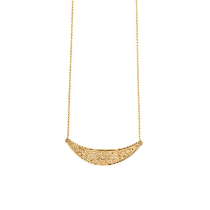 Rosette Necklace Gold K9 with Zircon - Image 1