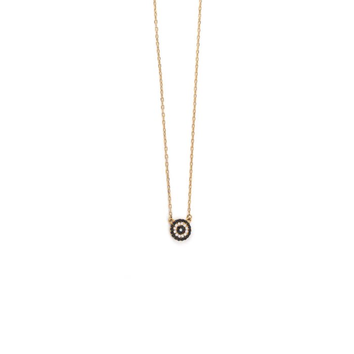 14K Yellow Gold Evil Eye Necklace with zircon - Image 1