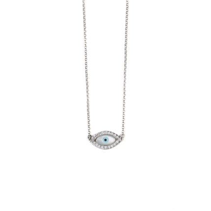 Zircon Evil Eye Necklace - Sterling Silver 925
