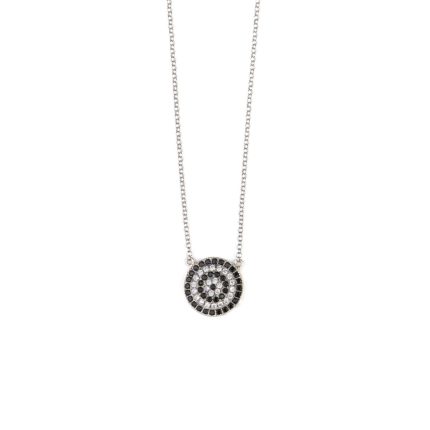 Round Evil Eye Necklace - Sterling Silver 925 and Zircon
