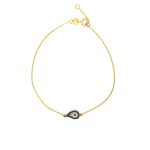 Evil Eye Tear Drop Bracelet - 14K Yellow Gold