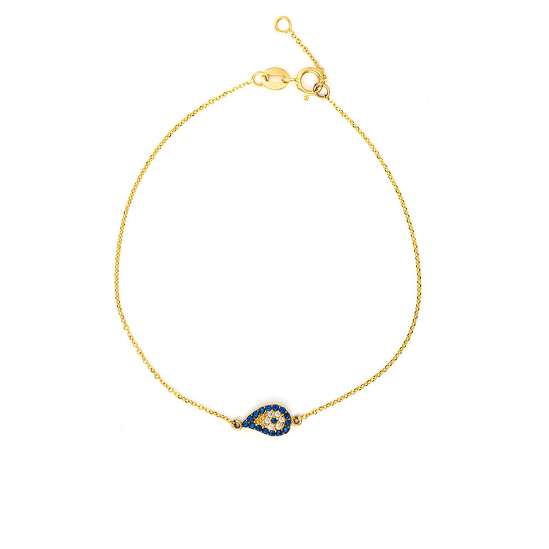 KS-BR-05812032 Evil Eye Tear Drop Bracelet - 14K Yellow Gold - Image 1
