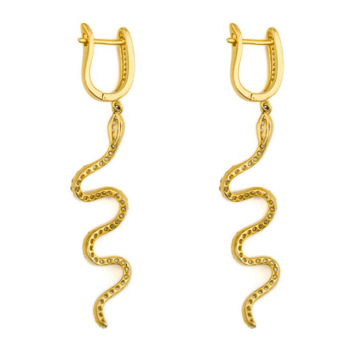 Snake Dangle Earrings with zircon – 925 Sterling Silver and Gold Plated - Image 4