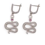 Snake Dangle Earrings with zircon – 925 Sterling Silver