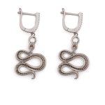 Snake Dangle Earrings with zircon – 925 Sterling Silver - Image 3