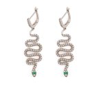 Snake Dangle Earrings with zircon – 925 Sterling Silver