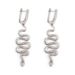 Snake Dangle Earrings with zircon – 925 Sterling Silver - Image 3