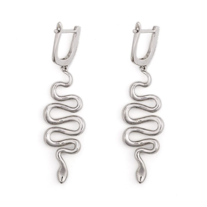 Snake Dangle Earrings with zircon – 925 Sterling Silver - Image 3