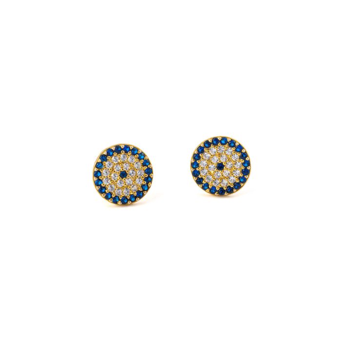 Stud Eye Earrings with zircon - 925 Sterling silver Gold Plated - Image 1