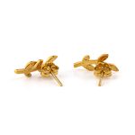Olive Leaf Earrings with Zircon – 14K Solid Yellow Gold - Image 2