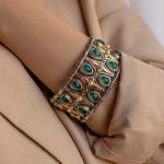 Byzantine Bracelet with Doublet Apatite Gemstone and Natural Pearl - Image 2