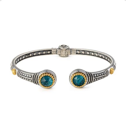 Βραχιόλι Cuff Βυζαντινό με Απατίτη - Ασήμι 925 Επιχρυσωμένο