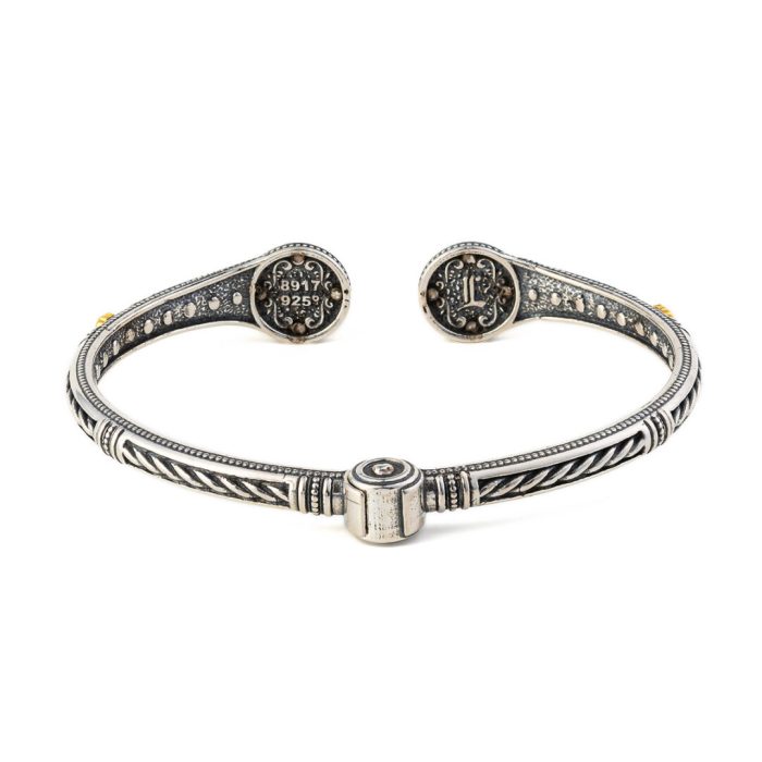 Byzantine Cuff Bracelet with Doublet Apatite Gemstone - Image 3