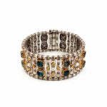 Byzantine Bracelet with Natural London Blue Topaz Gemstone and Natural Pearl
