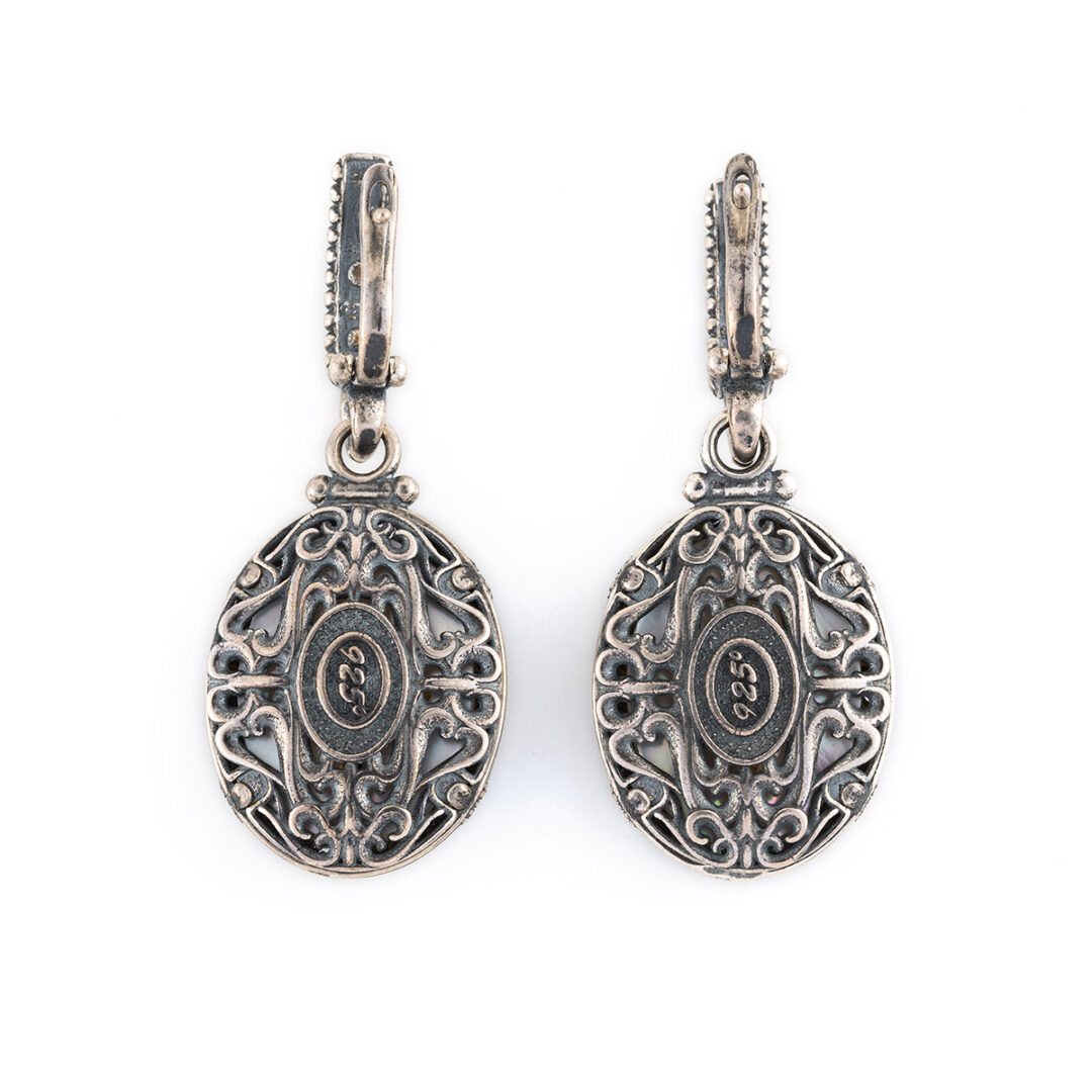 LA-E-01408c Lapis Lazuli Dangle Earrings - Byzantine Style - Image 3