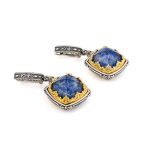 Σκουλαρίκια Doublet Lapis Lazuli - Ασήμι 925 και Επιχρυσωμένο Ασήμι - Image 2