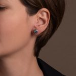 Byzantine Stud Earrings with Aquamarine Crystal Stone - Image 2