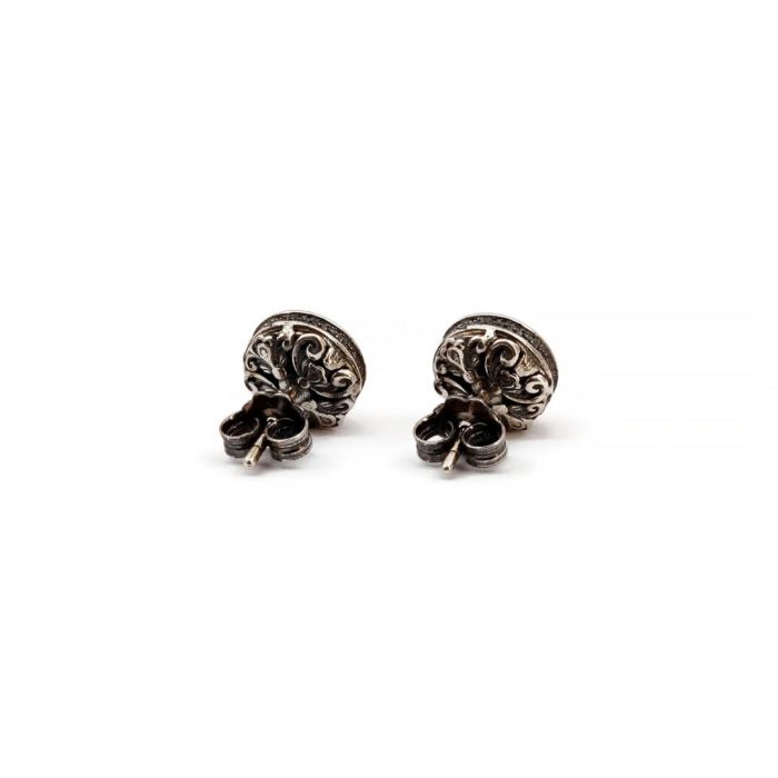 Byzantine Stud Earrings with Amethyst Swarovski Crystal Stone - Sterling Silver 925 Gold Plated - Image 4