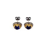 Byzantine Stud Earrings with Lapis Doublet Gemstone - Image 3