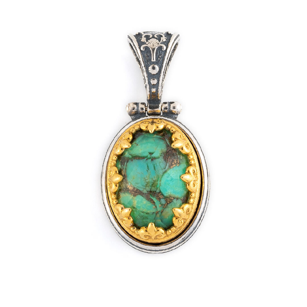 LA-P-01387 Βυζαντινό Μενταγιόν Doublet Πράσινος Χαλκός - Επιχρυσωμένο Ασήμι 925 - Image 1