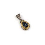 Μενταγιόν Βυζαντινό με London Blue Topaz - Ασήμι 925 Επιχρυσωμένο